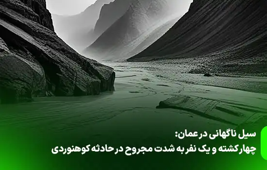 سیل ناگهانی در عمان: چهار کشته و یک نفر به شدت مجروح در حادثه کوهنوردی 9 سیل ناگهانی در عمان: چهار کشته و یک نفر به شدت مجروح در حادثه کوهنوردی