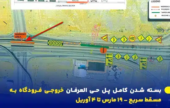 بسته شدن کامل پل حی العرفان خروجی فرودگاه به مسقط سریع – ۱۹ مارس تا ۴ آوریل
